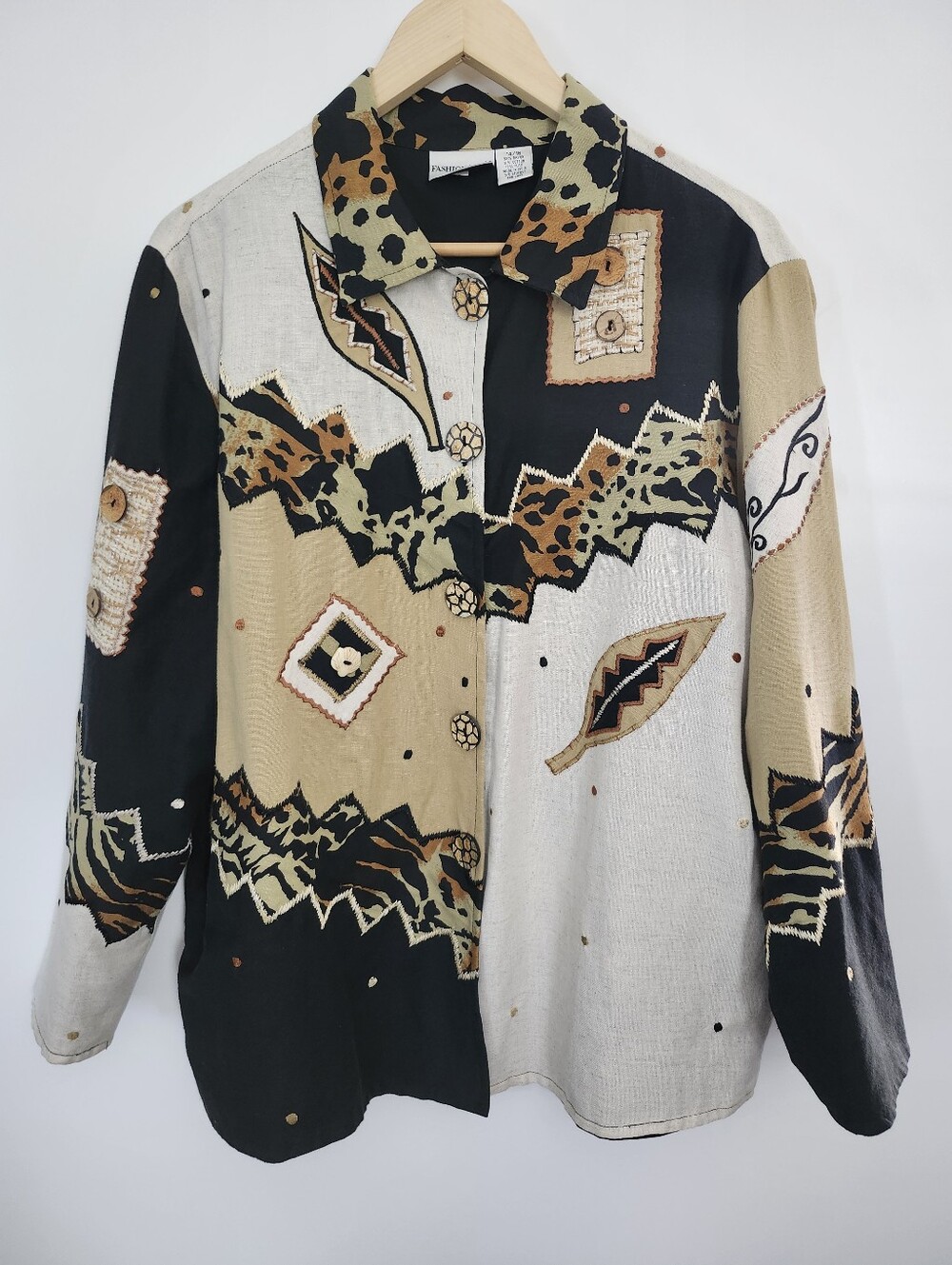 Fashion Bug Size 14-16 Art to Wear Safari Theme Patchwork Lightweight Shacket